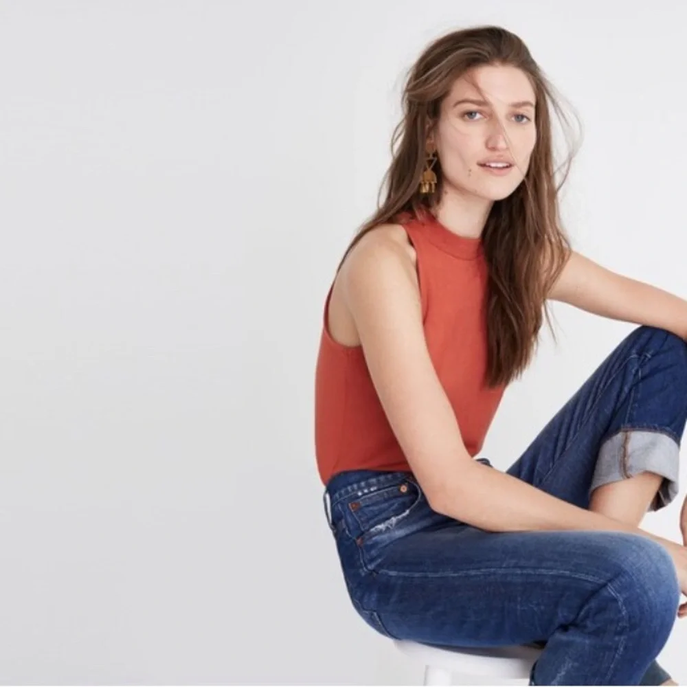 MADEWELL Mockneck Shirttail Tank Top Sleeveless XS 0 - Picture 5 of 9